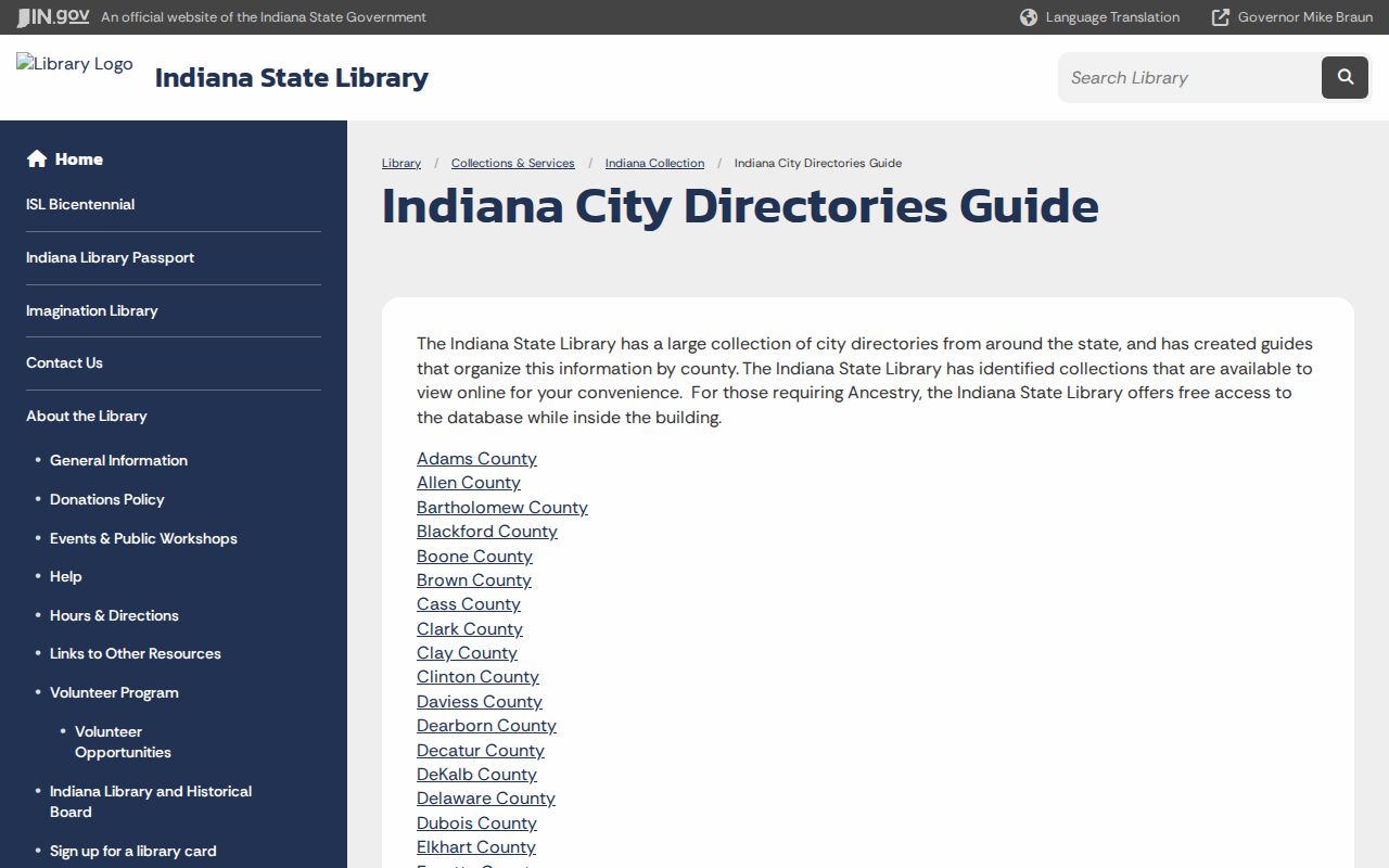 Terre Haute city directory Indiana State Library guide
