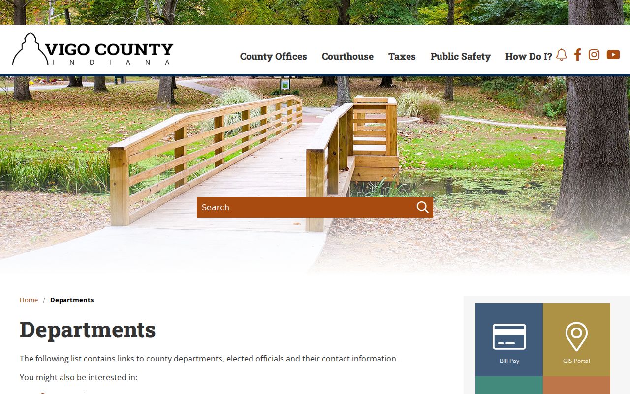 Vigo County departments page for Terre Haute resident records