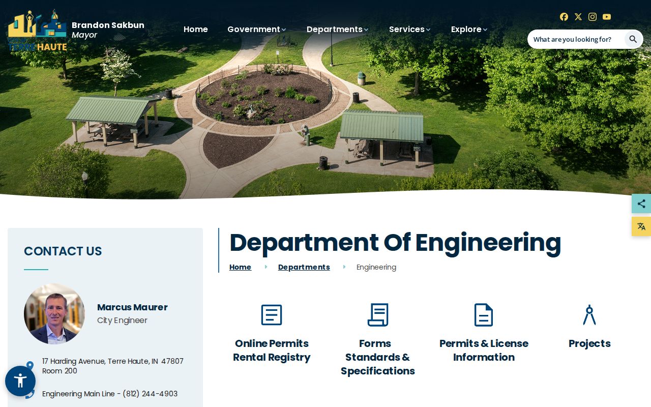 Terre Haute street directory Engineering and GIS page
